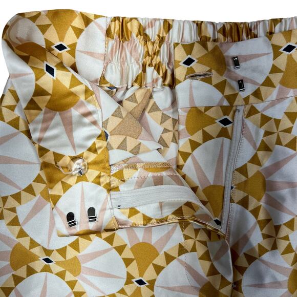 House of Harlow 1960 Satin Wide Leg Pants XS Boho Gold Pink High Waist Art Deco - Picture 7 of 13